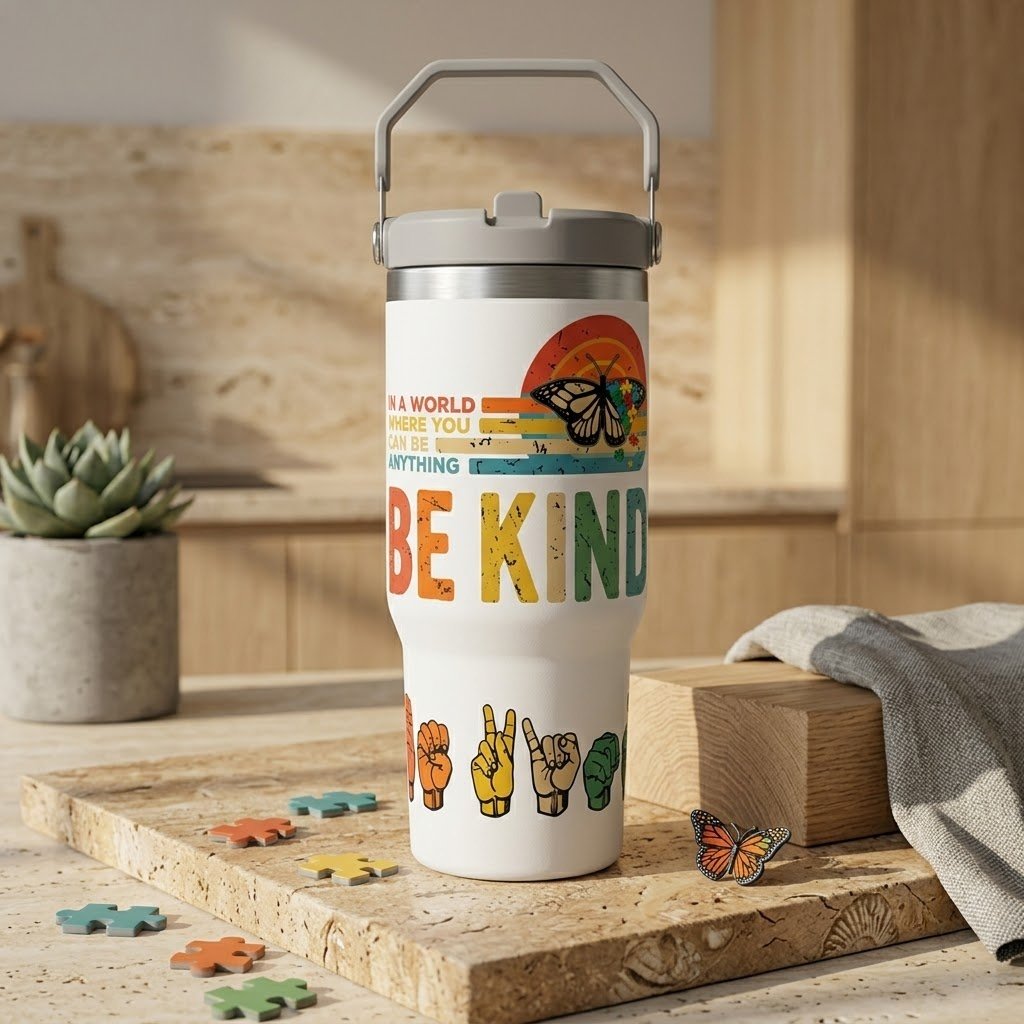 Custom Stainless Steel Tumbler with Straw - Sweat Free Exterior Finish