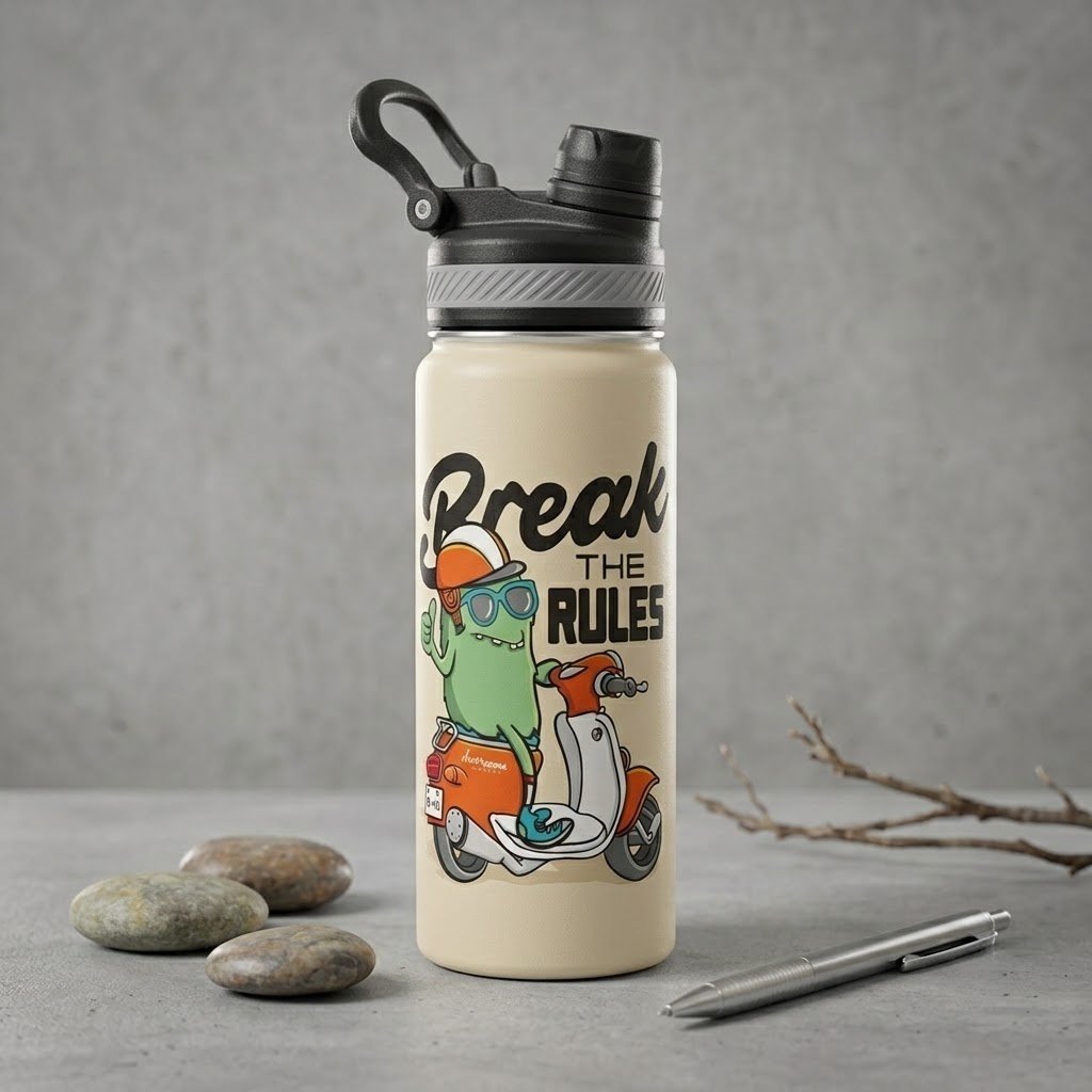Custom Stainless Steel Tumbler - Leak-proof lid and straw close up