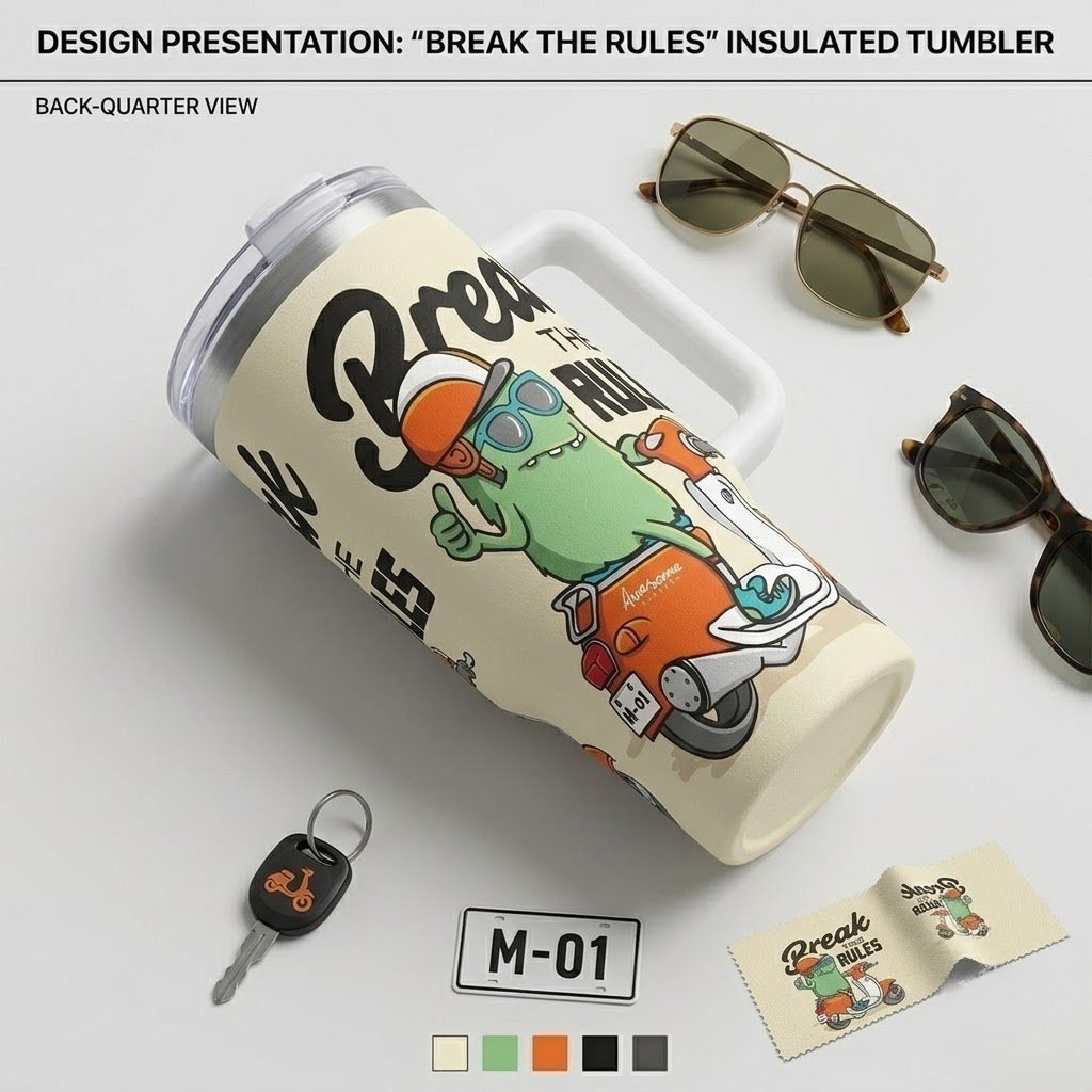 Custom Stainless Steel Tumbler - Leak Proof Lid and Straw