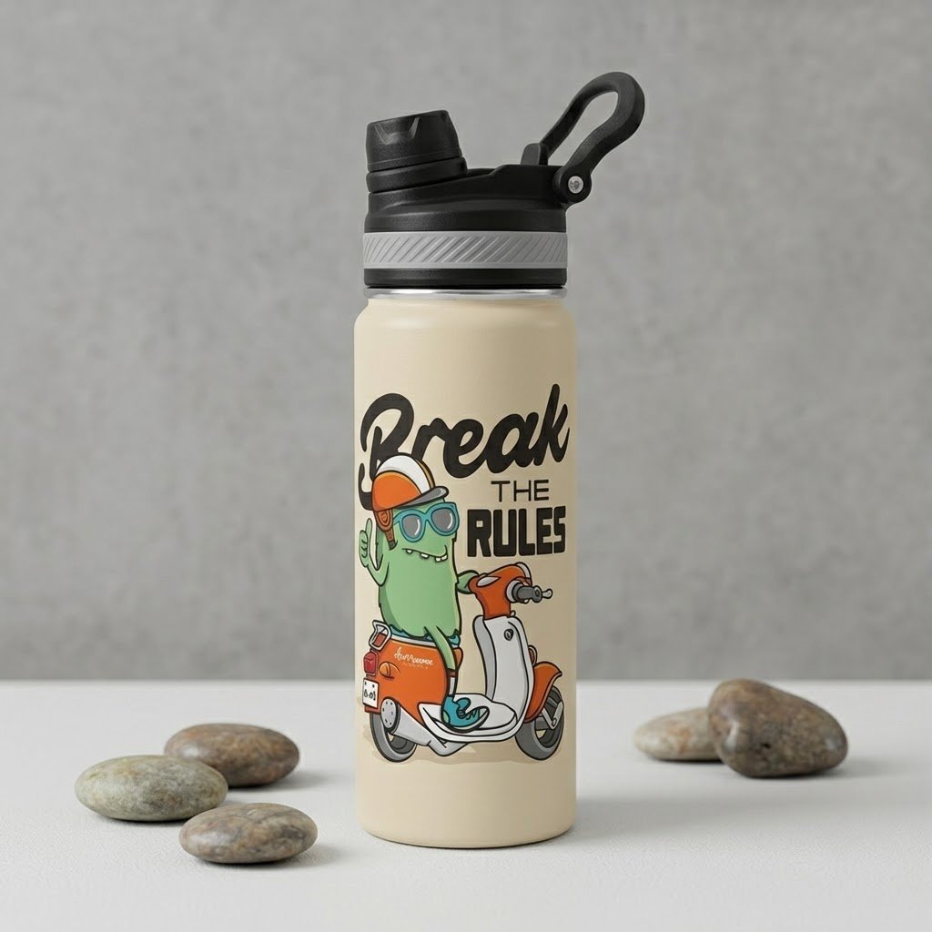 Custom Stainless Steel Tumbler - Front view with reusable straw