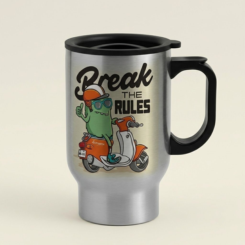 Custom Stainless Steel Tumbler - Front View with Reusable Metal Straw