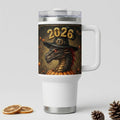 Custom Stainless Steel Tumbler - Front view with reusable straw