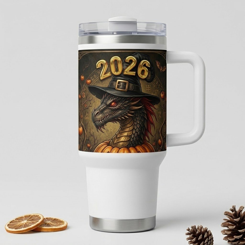 Custom Stainless Steel Tumbler - Front view with reusable straw