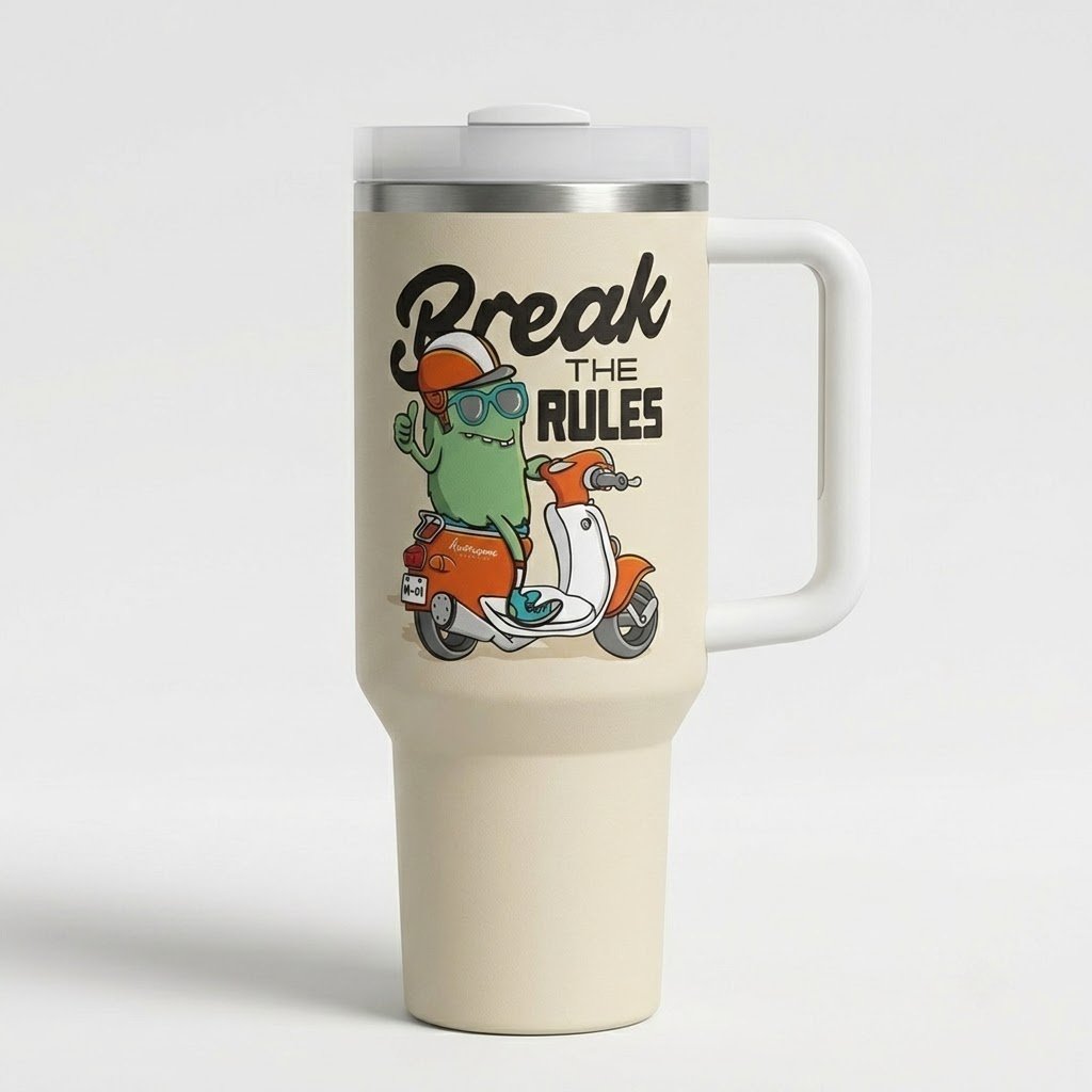 Custom Stainless Steel Tumbler - Aesthetic Travel Mug in Car Cup Holder
